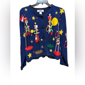SEGUE women’s size Large Nutcracker sweater/cardigan. Christmas.‎